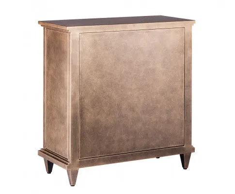 Iron Glass Buffet Sideboard Cabinet with 3 Level Storage in Brass Finish