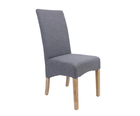 Jackson Dining Chair Set of 4 Fabric Seat Solid Pine Wood Furniture - Grey