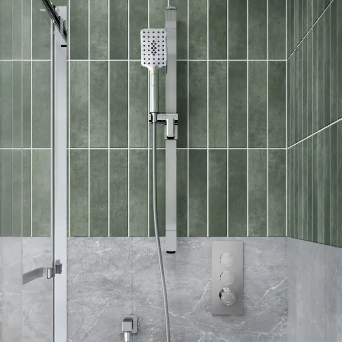 KALIA-KAREO TB2, 2 Way Thermostatic shower systems with push-button - Ceiling arm