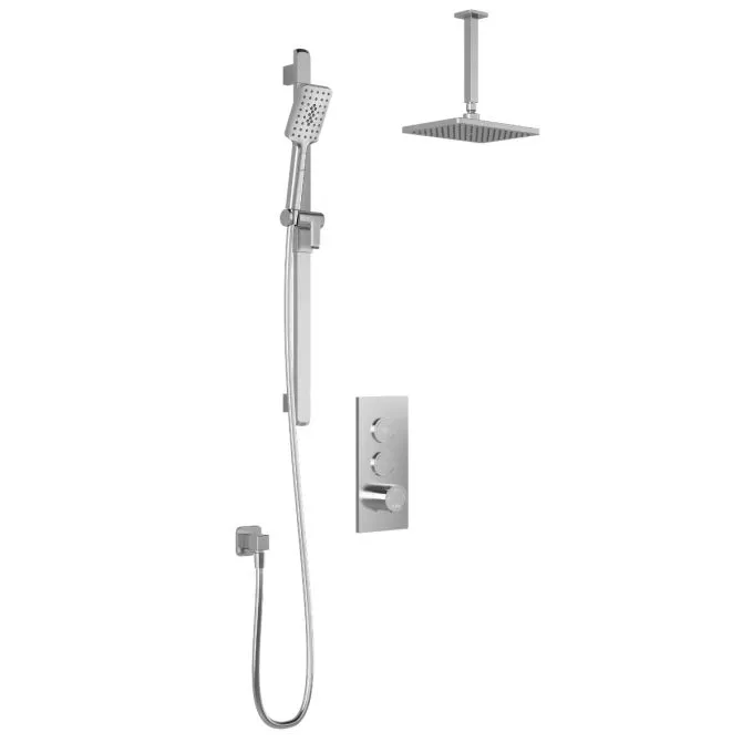 KALIA-KAREO TB2, 2 Way Thermostatic shower systems with push-button - Ceiling arm