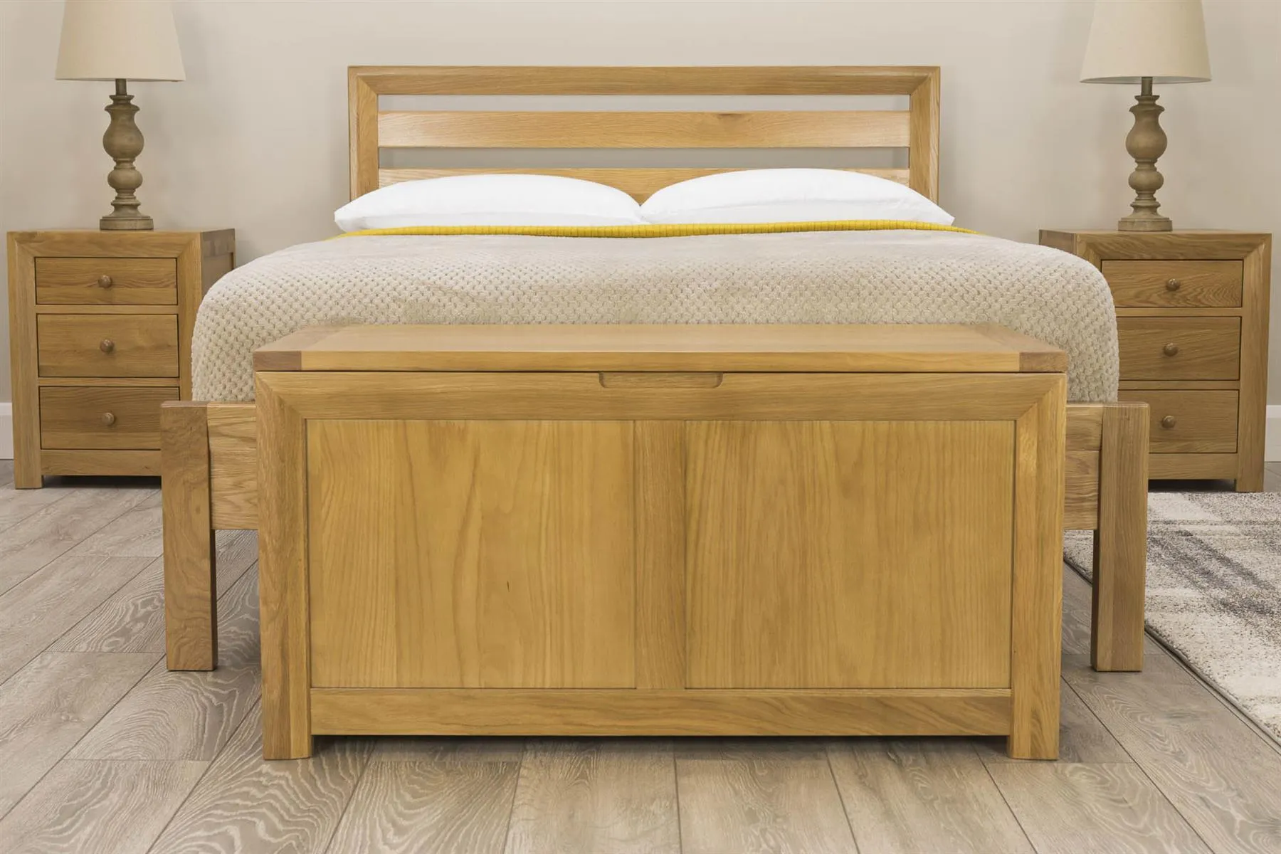 Kensington Solid Natural Oak Bed Frame - 4ft6 Double