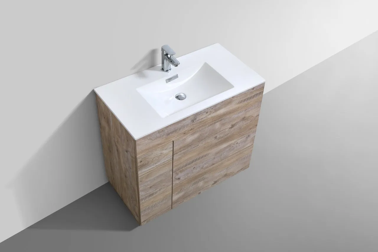 KFM36" Nature Wood, Floor Standing Modern Bathroom Vanity