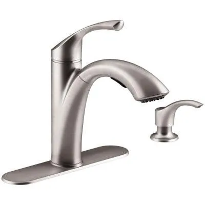 Kohler Mistos Single-Handle Pull-Out Sprayer Kitchen Faucet in Stainless Steel