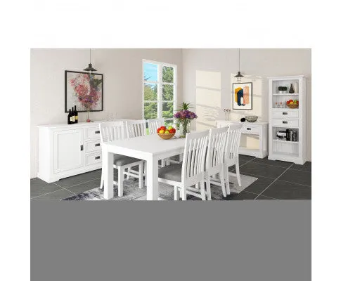 Laelia 9pc Dining Set 220cm Table 8 Chair Acacia Wood Coastal Furniture - White