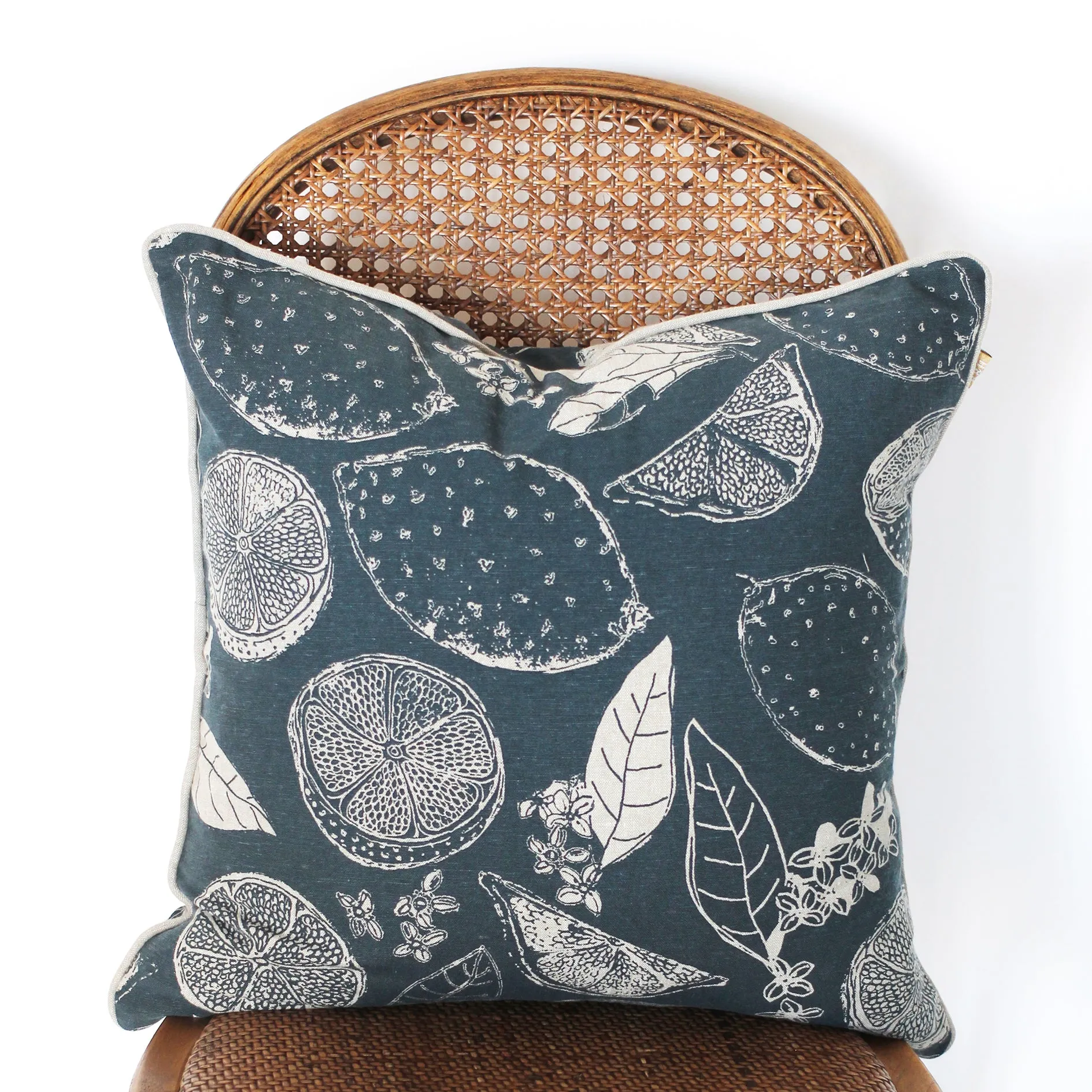 Lemon Marmalade Cushion - Dark Slate