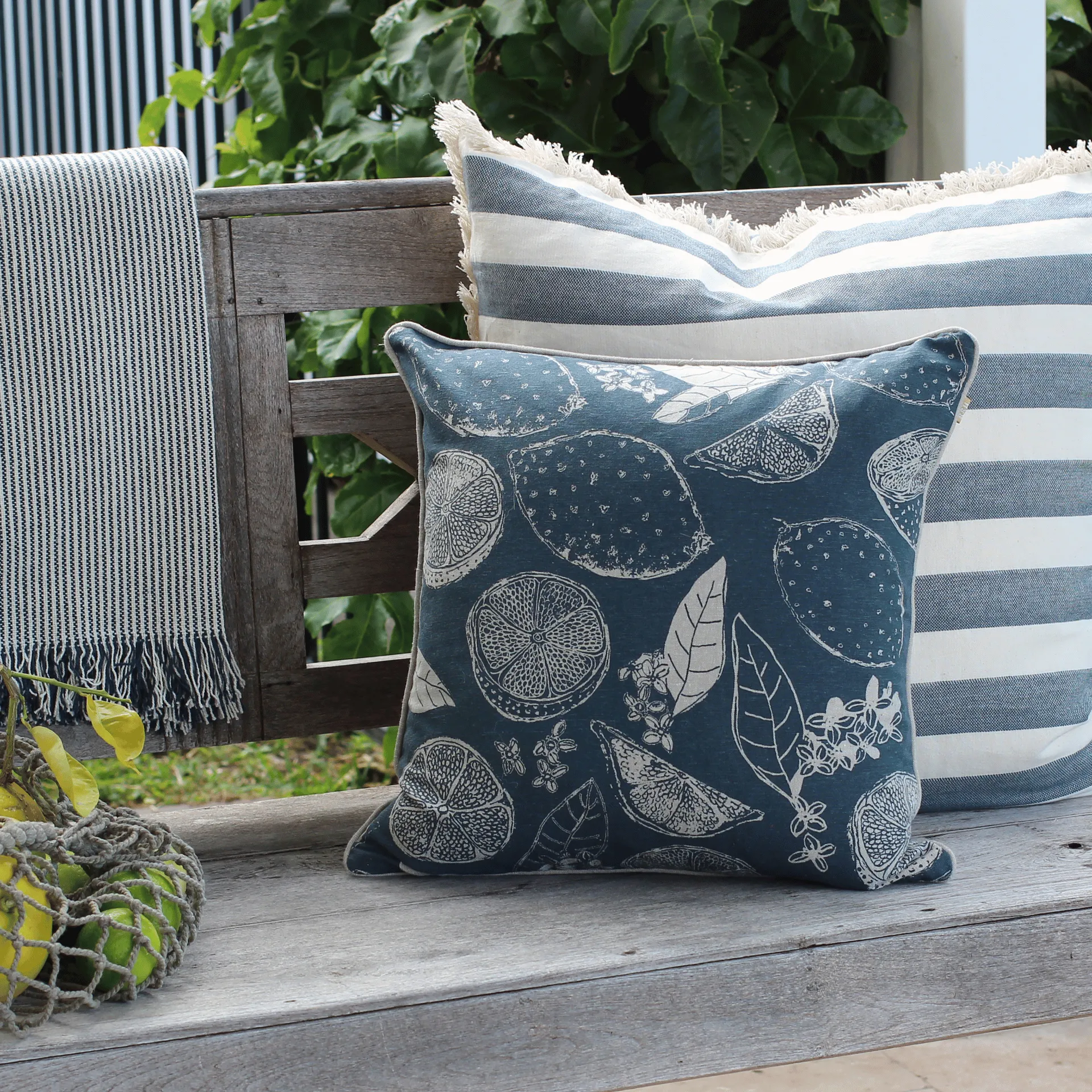 Lemon Marmalade Cushion - Dark Slate