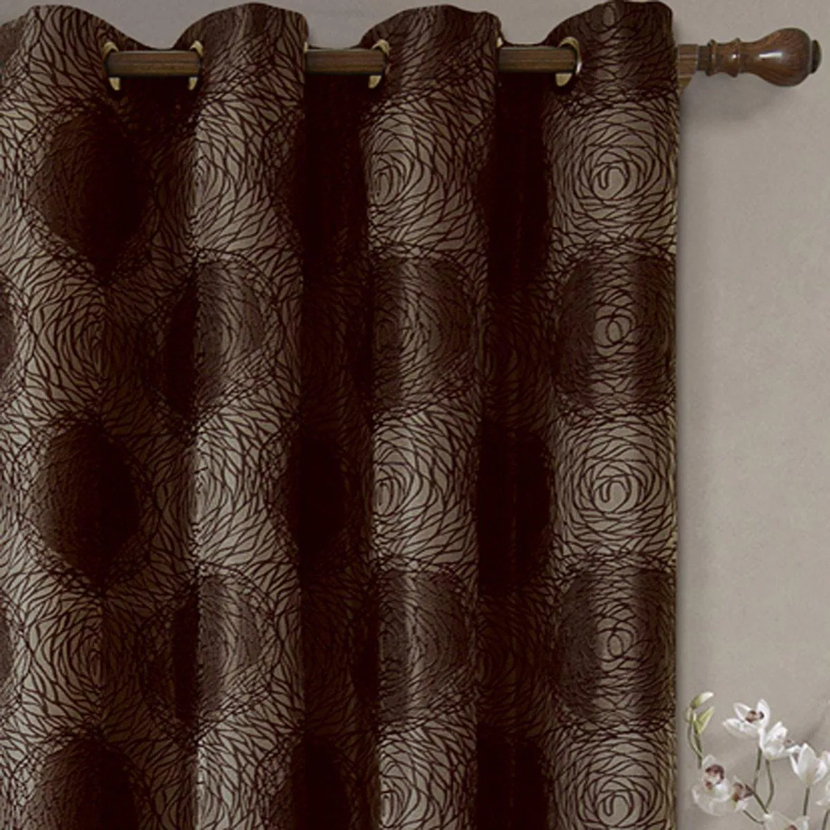 Lexington Circle Swirl Jacquard Curtains Top Grommet Panels (Set of 2)