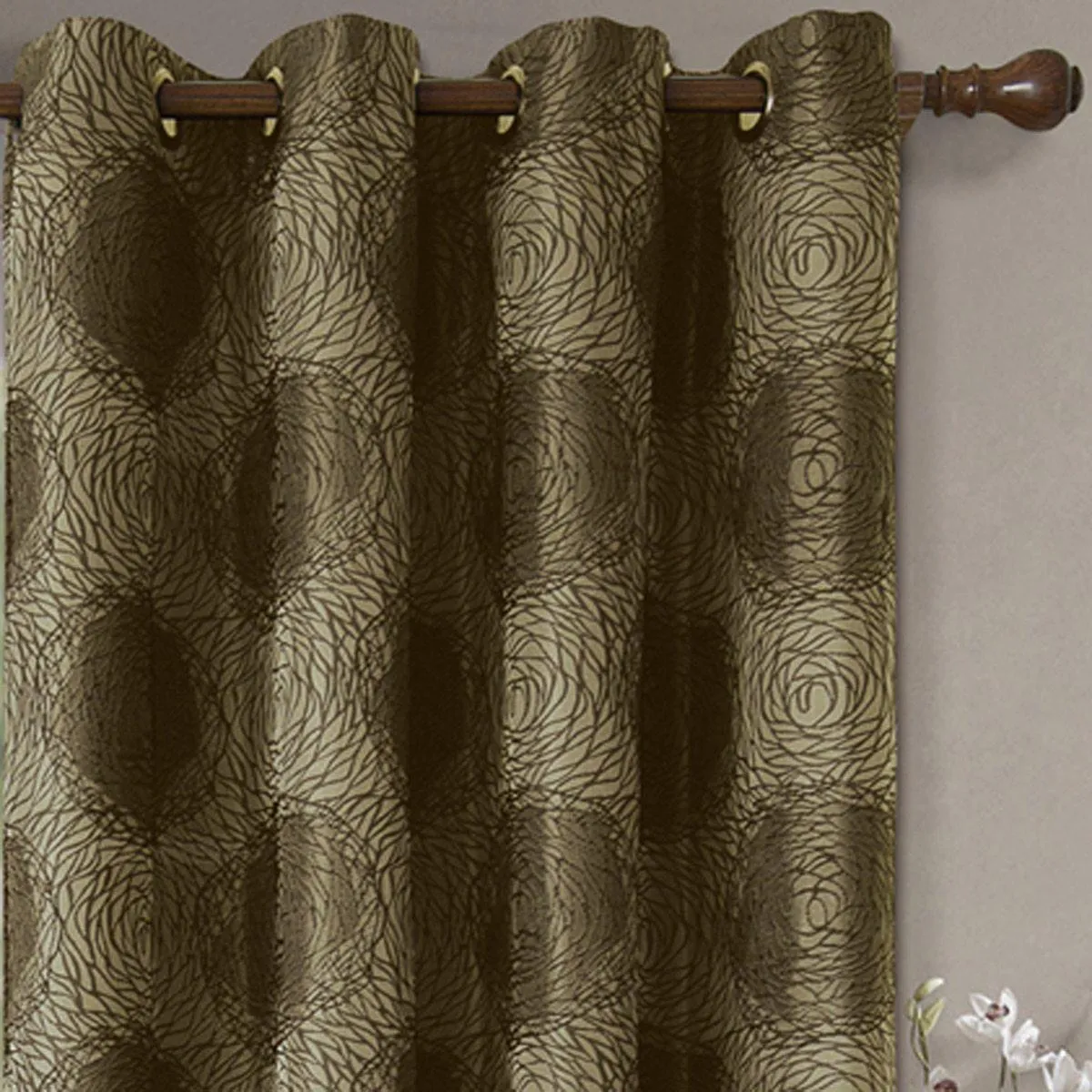 Lexington Circle Swirl Jacquard Curtains Top Grommet Panels (Set of 2)