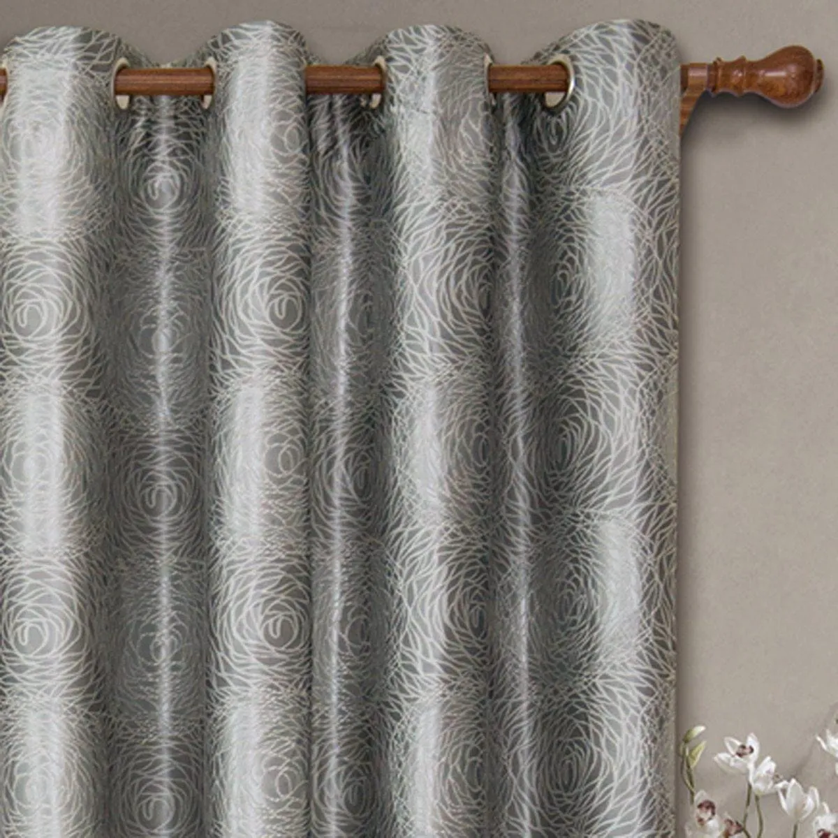 Lexington Circle Swirl Jacquard Curtains Top Grommet Panels (Set of 2)