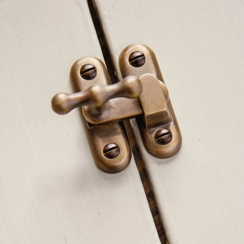 Light Antique Brass Cupboard Catch