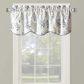 Lilia Lined Valance Scalloped Decorative Rope Embroidered 52"Wx17"L (Single)