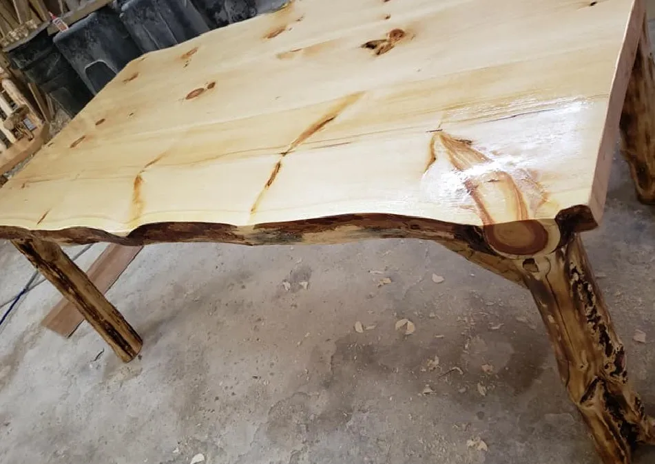 Log Slab Top (Lived Edged) Dining Table