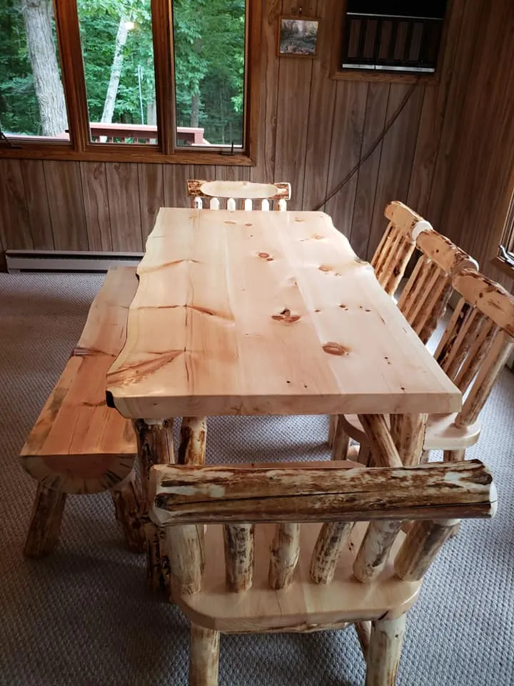 Log Slab Top (Lived Edged) Dining Table