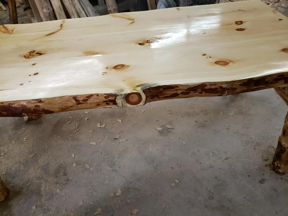 Log Slab Top (Lived Edged) Dining Table