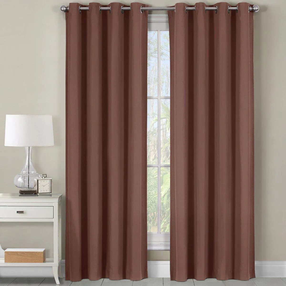 Luxor Heavyweight 100% Cotton Room-Darkening Grommet Curtains Single Panel