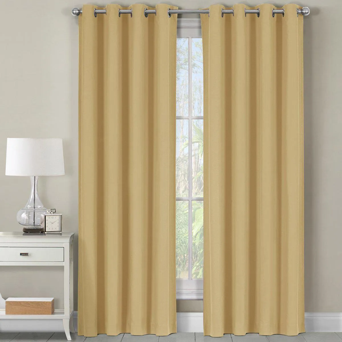 Luxor Heavyweight 100% Cotton Room-Darkening Grommet Curtains Single Panel