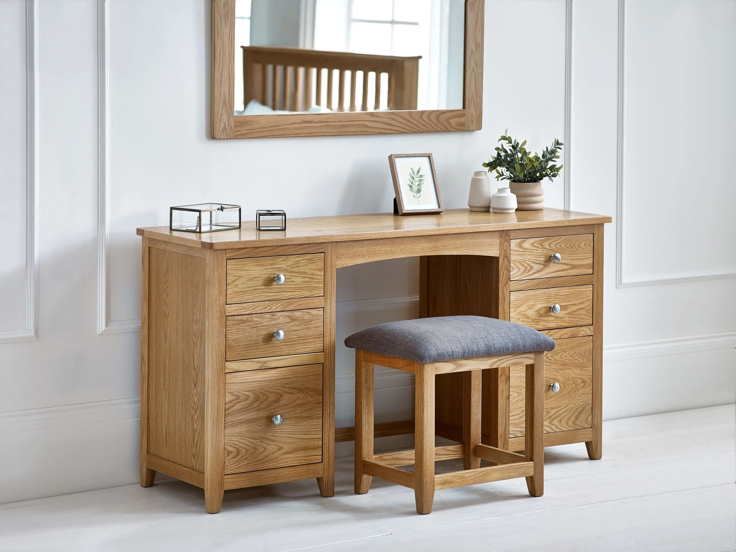 Mallory Twin Pedestal Dressing Table   Stool Set