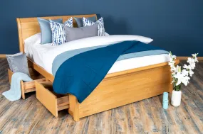 Mayfair Solid Natural Oak Storage Sleigh Bed Frame - 5ft King Size