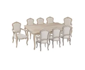 Medium Size Oak Wood White Washed Finish Arm Chair Dining Set