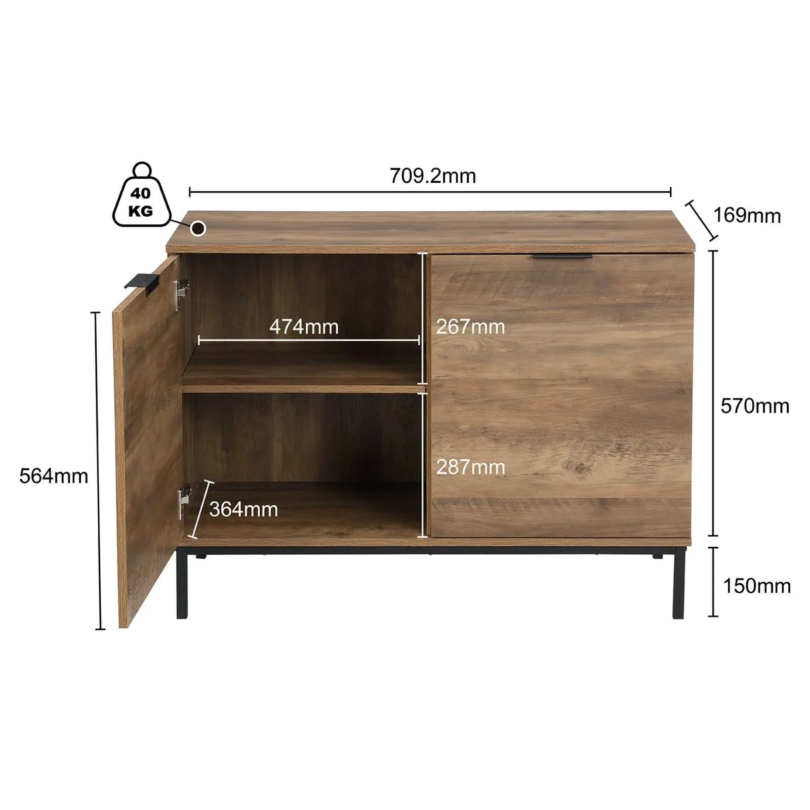 MerryLuk 2-door Bronx Compact Sideboard Cabinet