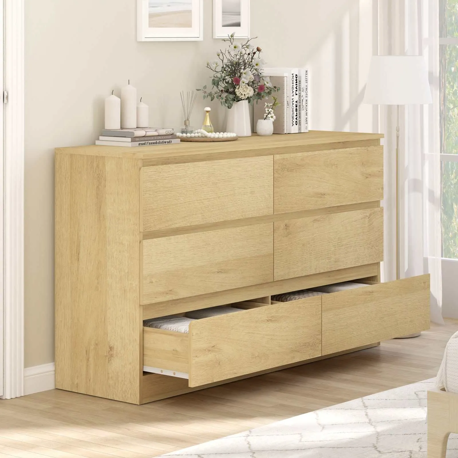 MerryLuk 6 Drawers Dresser & Dressing Table Bedroom Dresser Sets