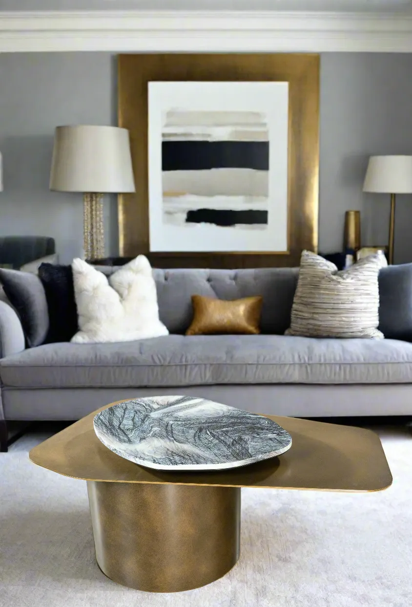 Modern Irregular Alexis Marble Top Coffee Table