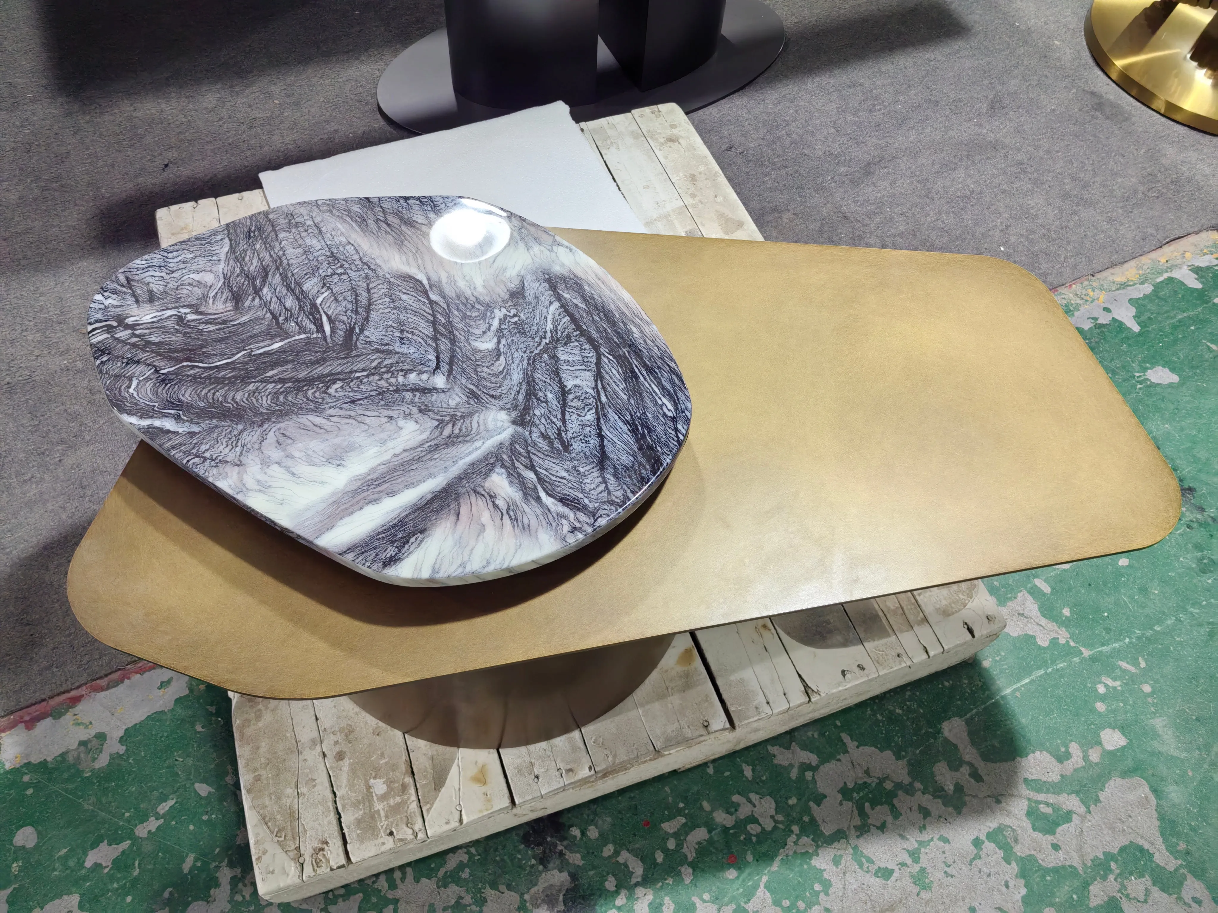 Modern Irregular Alexis Marble Top Coffee Table