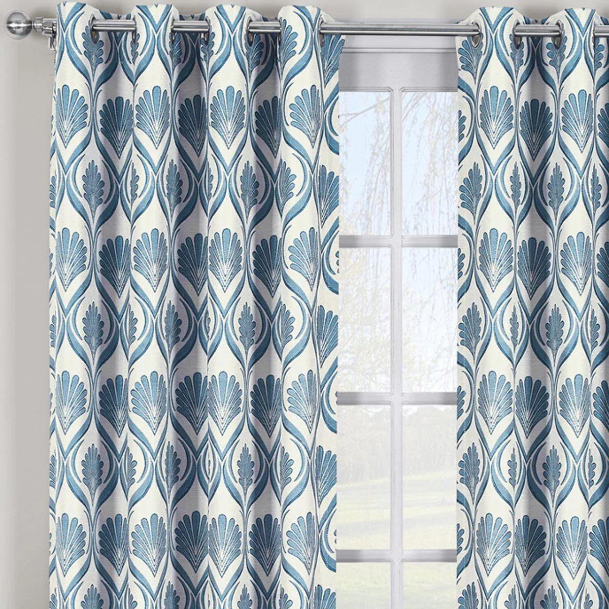 Modern Jacqueline Jacquard Drapes Grommet Top (Set of 2 Panels)