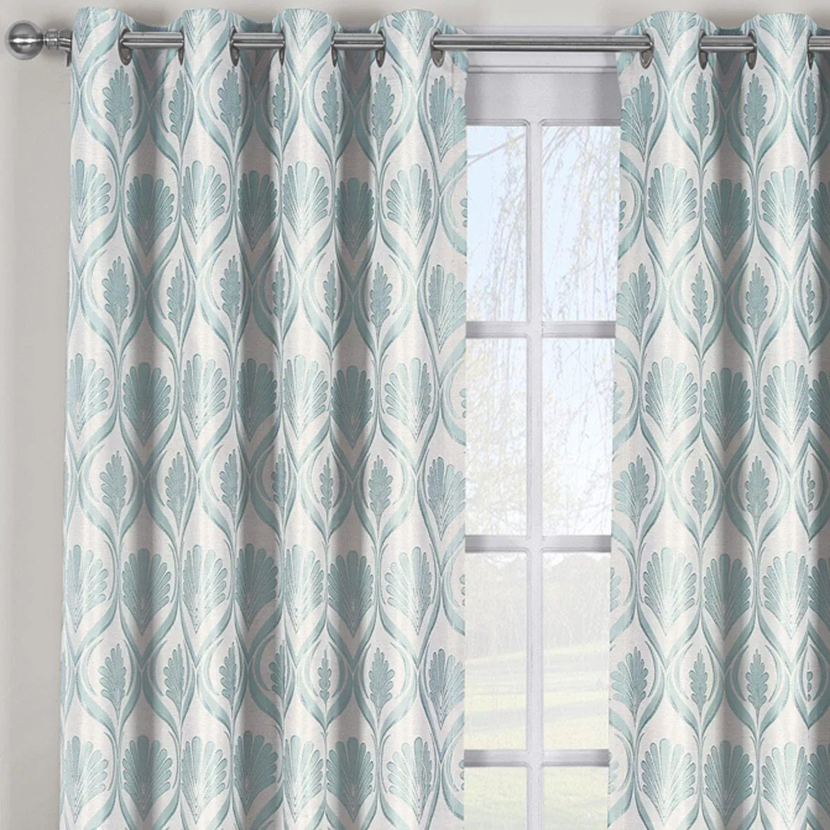 Modern Jacqueline Jacquard Drapes Grommet Top (Set of 2 Panels)