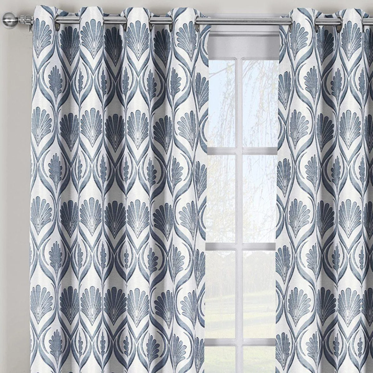 Modern Jacqueline Jacquard Drapes Grommet Top (Set of 2 Panels)