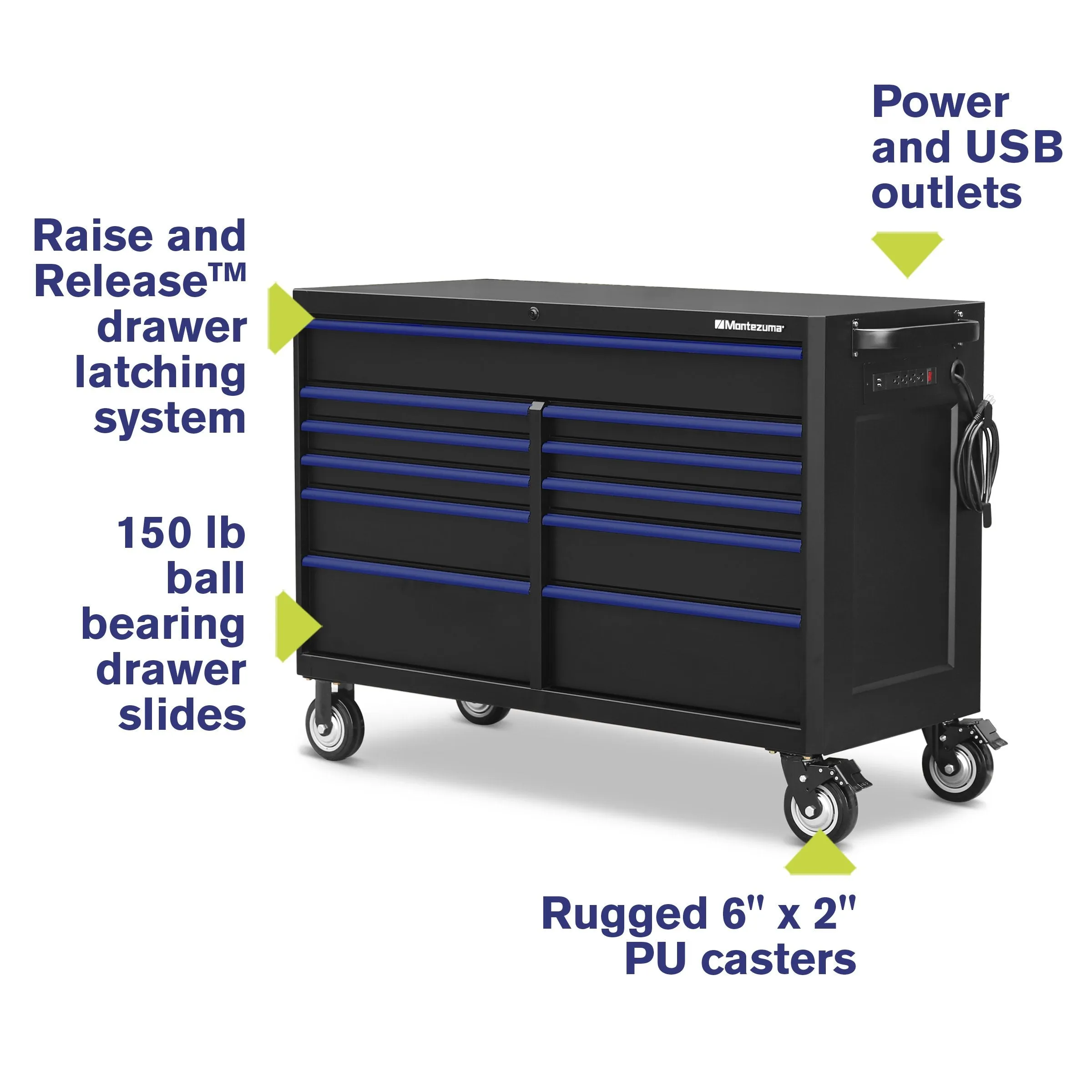 Montezuma 56 x 24 in. 11-Drawer Tool Cabinet