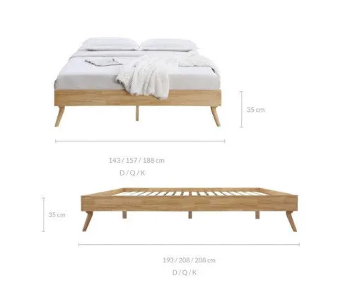 Natural Oak Ensemble Bed Frame Wooden Slat King