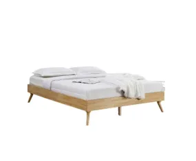 Natural Oak Ensemble Bed Frame Wooden Slat King