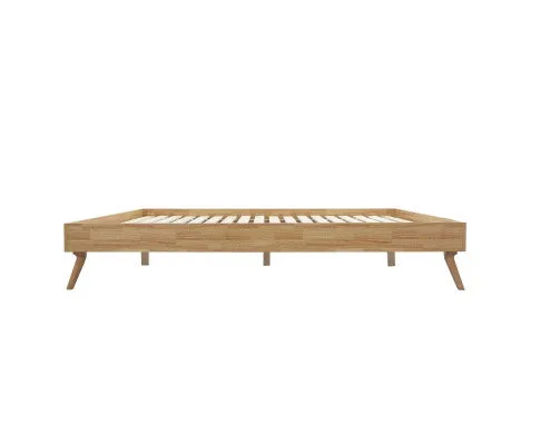 Natural Oak Ensemble Bed Frame Wooden Slat King