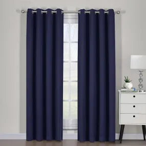 Navy Ava Blackout Weave Curtain Panels With Tie Backs Pair (Set Of 2)