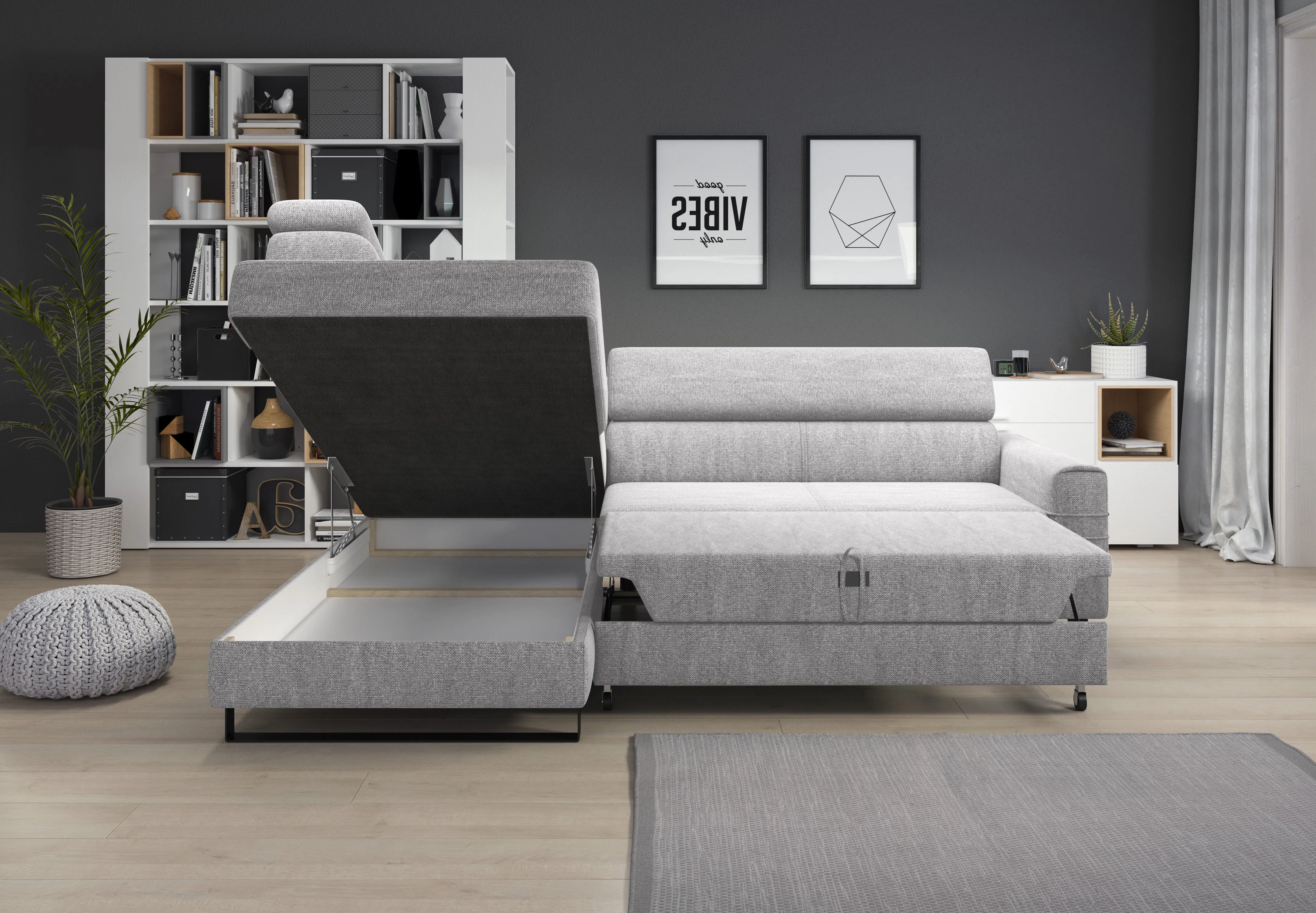 NEO L 98" x 72.5" Wide Sleeper Sectional with Storage