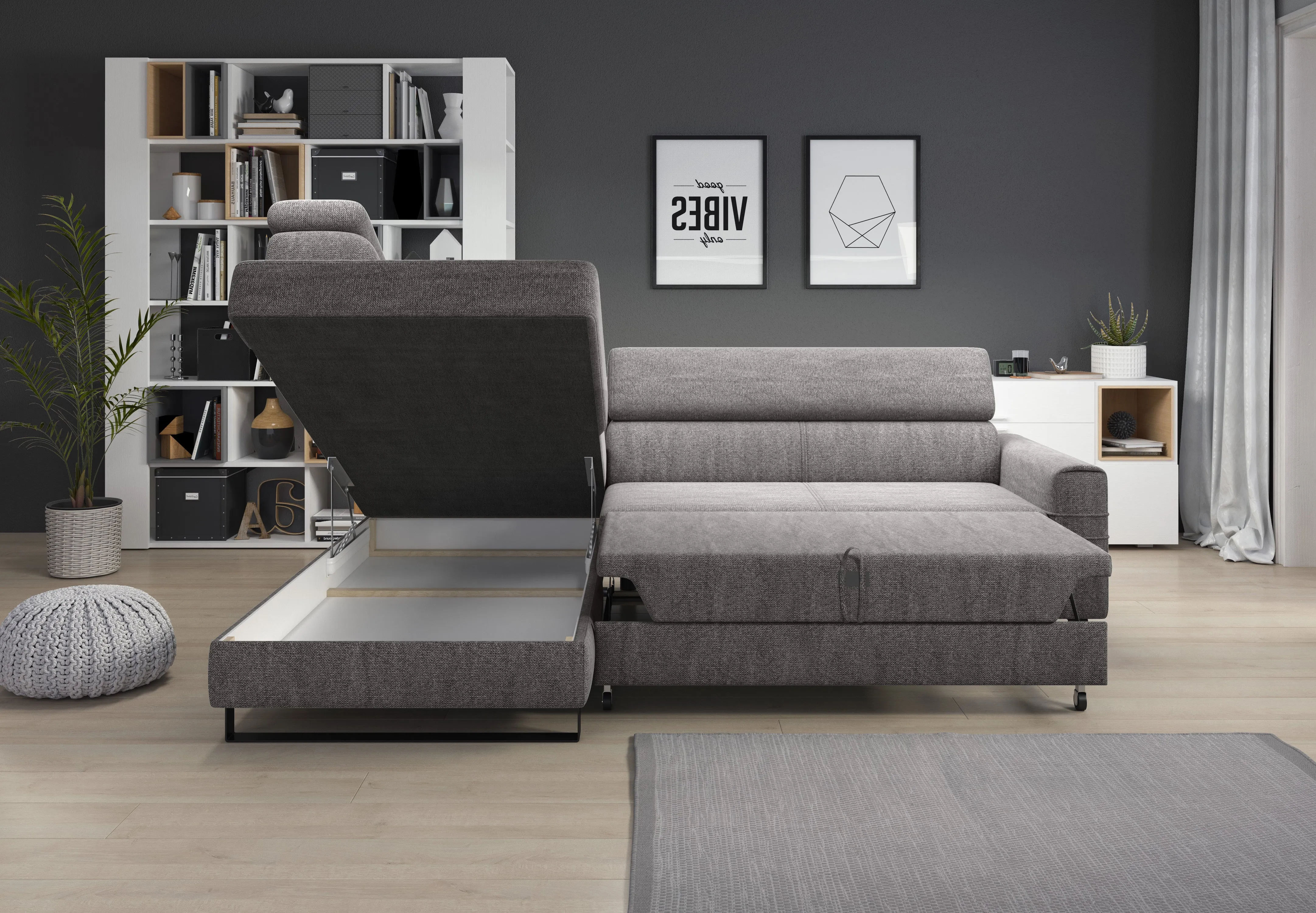 NEO L 98" x 72.5" Wide Sleeper Sectional with Storage