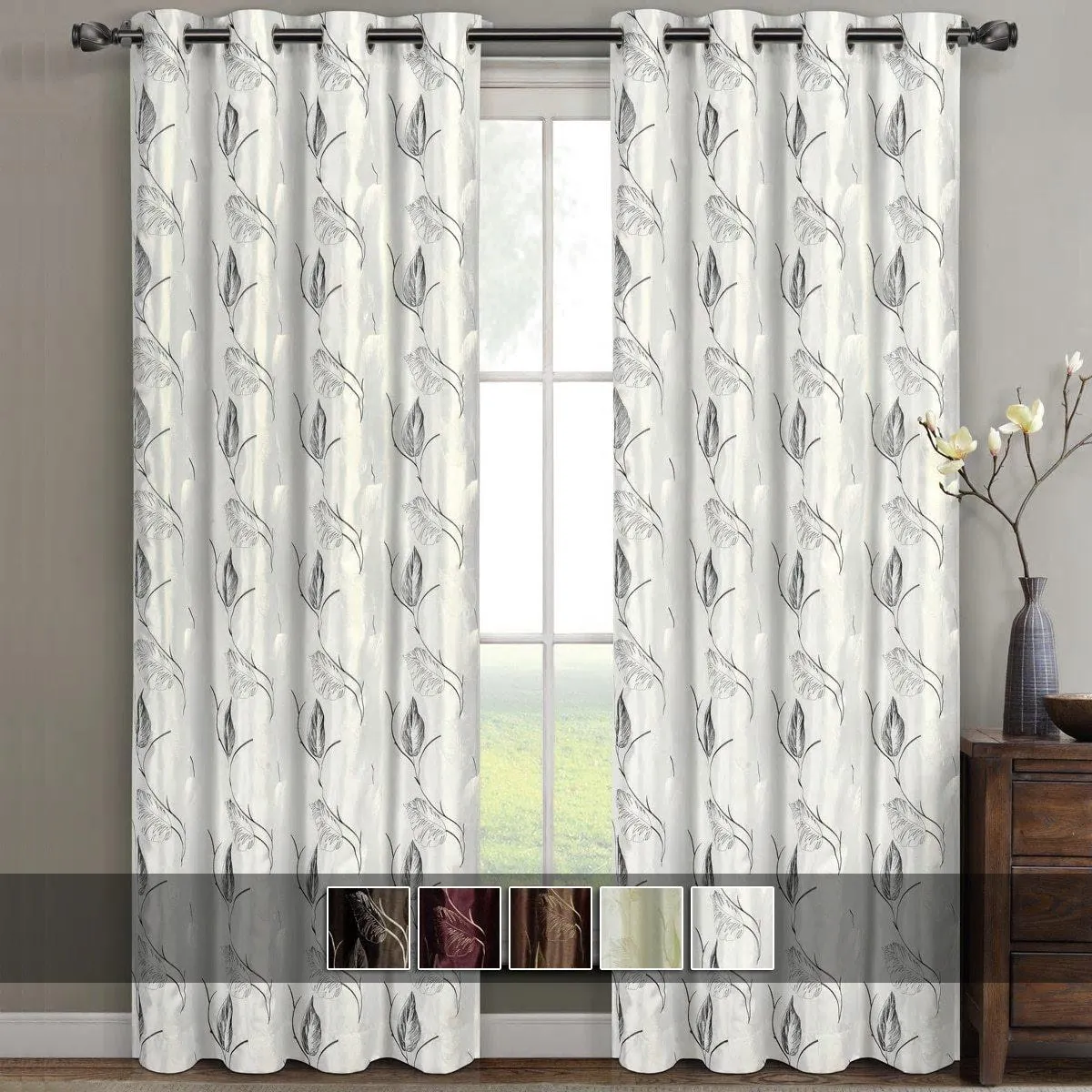 Olivia Embroidered Lined Curtain Panels (Set of 2)