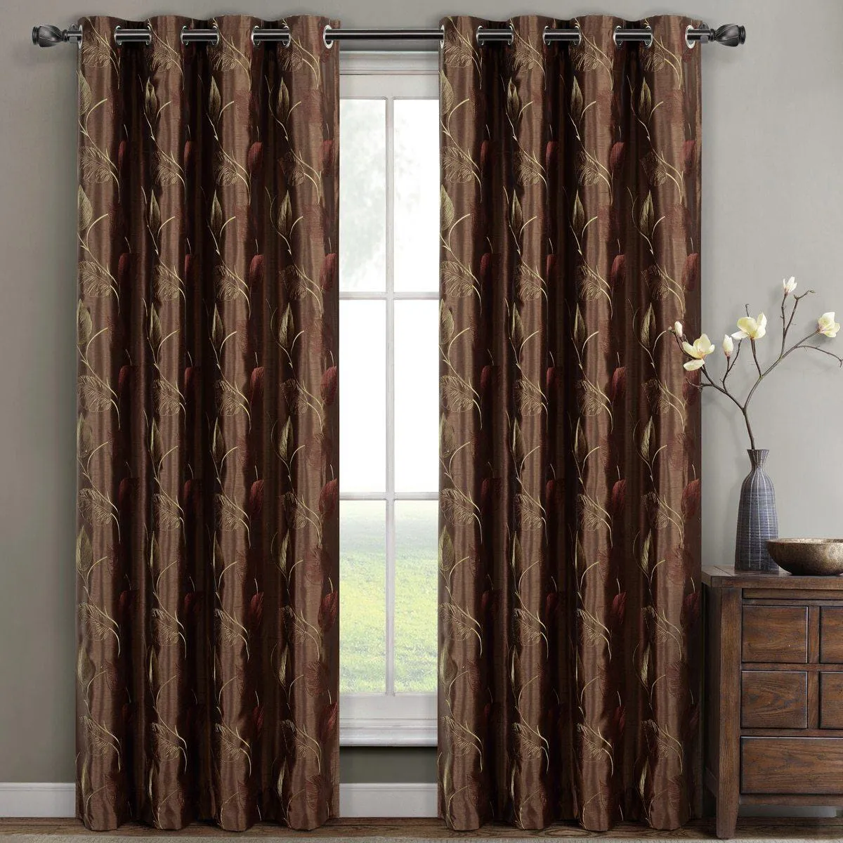 Olivia Embroidered Lined Curtain Panels (Set of 2)