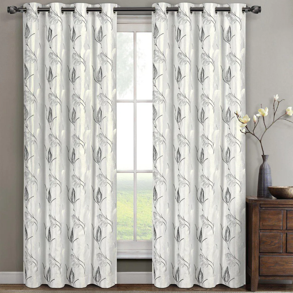 Olivia Embroidered Lined Curtain Panels (Set of 2)