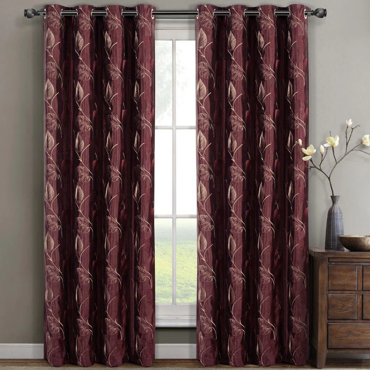 Olivia Embroidered Lined Curtain Panels (Set of 2)