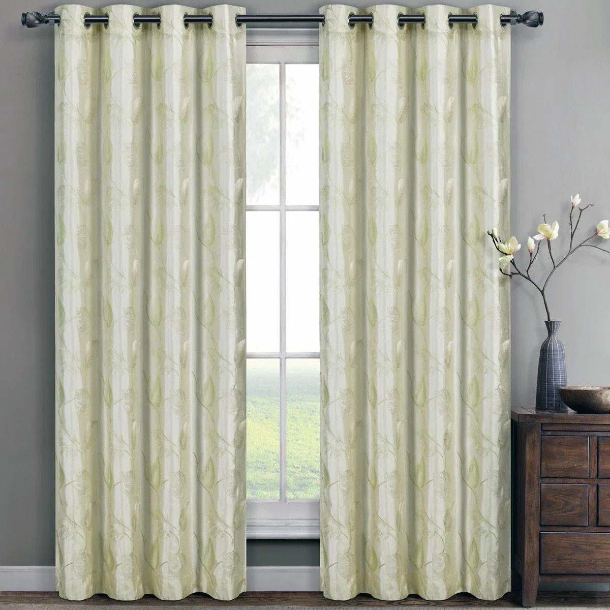 Olivia Embroidered Lined Curtain Panels (Set of 2)