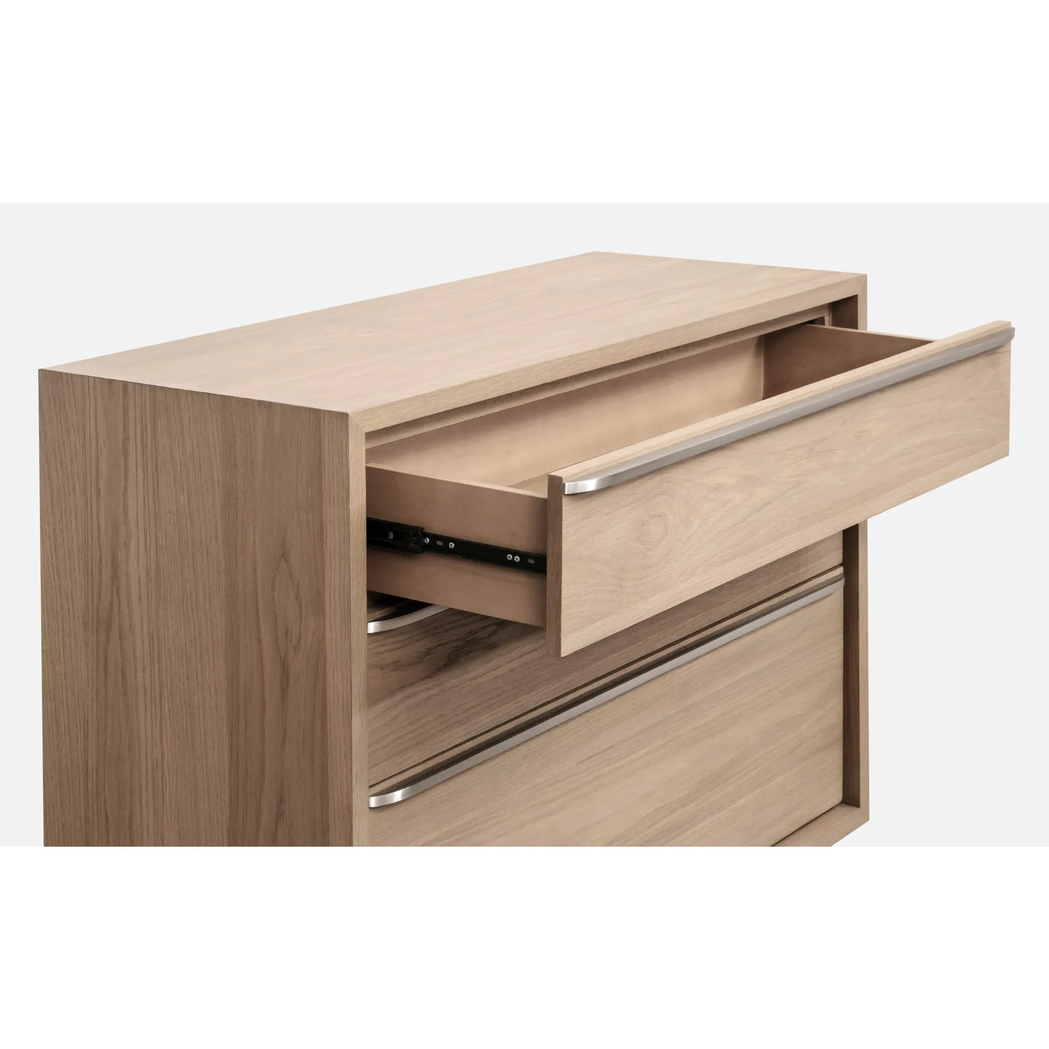 One Coastal Modern Three Drawer USB-charging Nightstand in Bisque