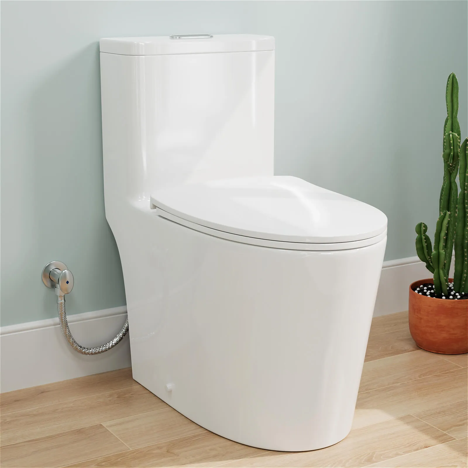 One-Piece Floor Mount Toilet 1.1GPF/1.6 GPF Siphon Jet Dual Flushing with Toilet Seat