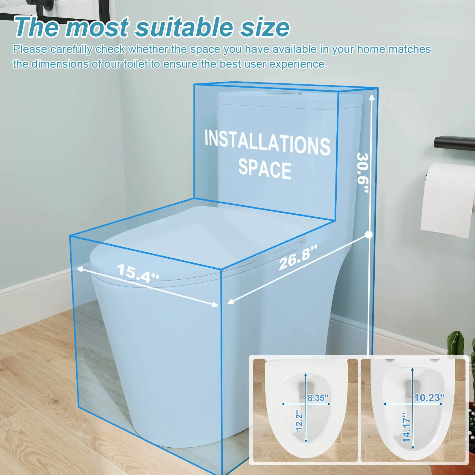 One-Piece Floor Mount Toilet 1.1GPF/1.6 GPF Siphon Jet Dual Flushing with Toilet Seat