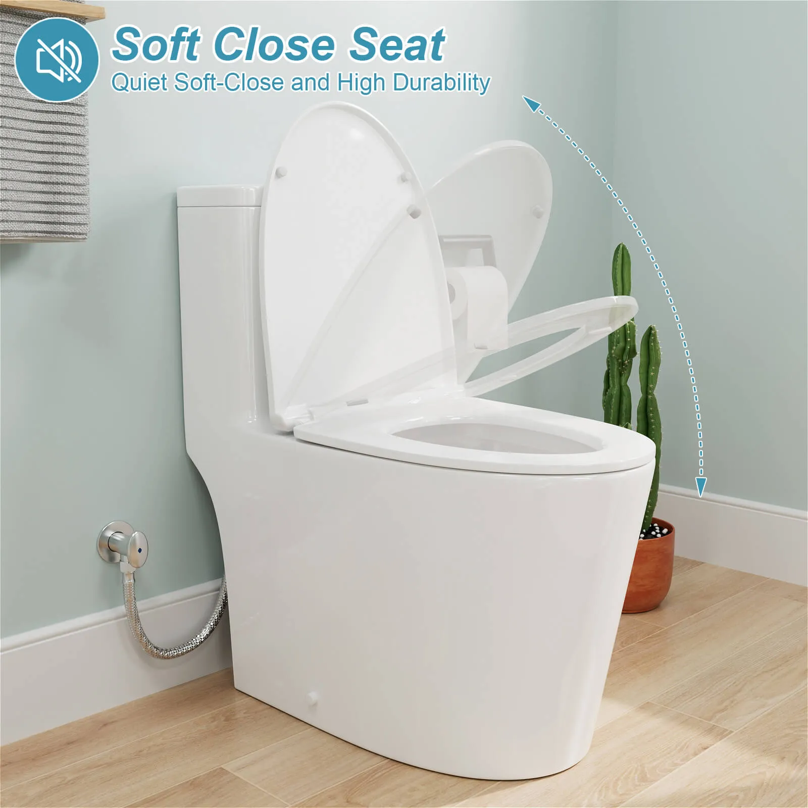 One-Piece Floor Mount Toilet 1.1GPF/1.6 GPF Siphon Jet Dual Flushing with Toilet Seat