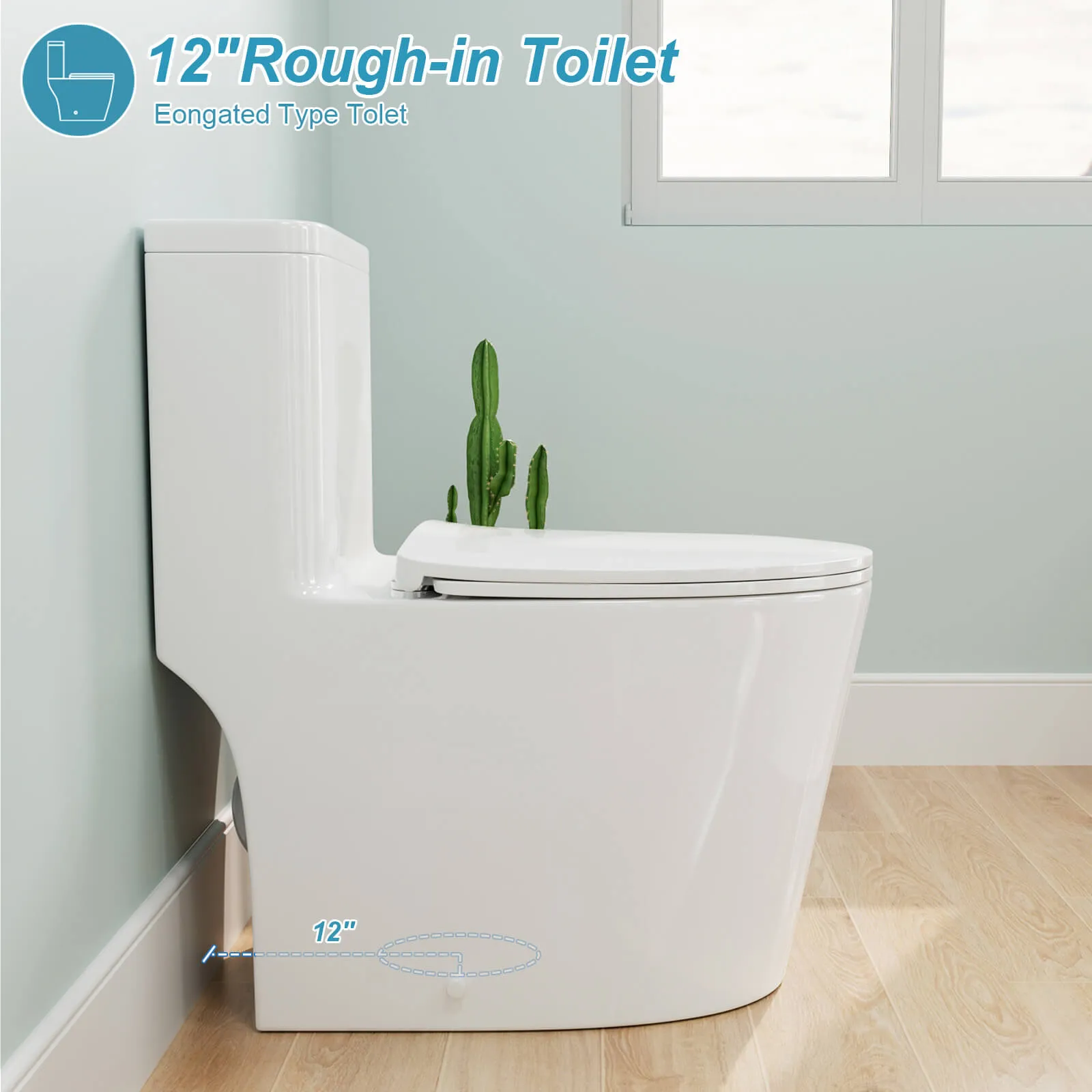 One-Piece Floor Mount Toilet 1.1GPF/1.6 GPF Siphon Jet Dual Flushing with Toilet Seat