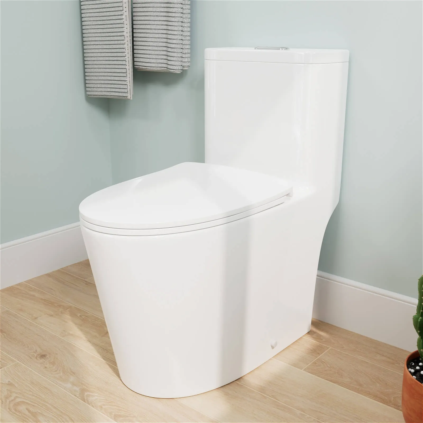 One-Piece Floor Mount Toilet 1.1GPF/1.6 GPF Siphon Jet Dual Flushing with Toilet Seat