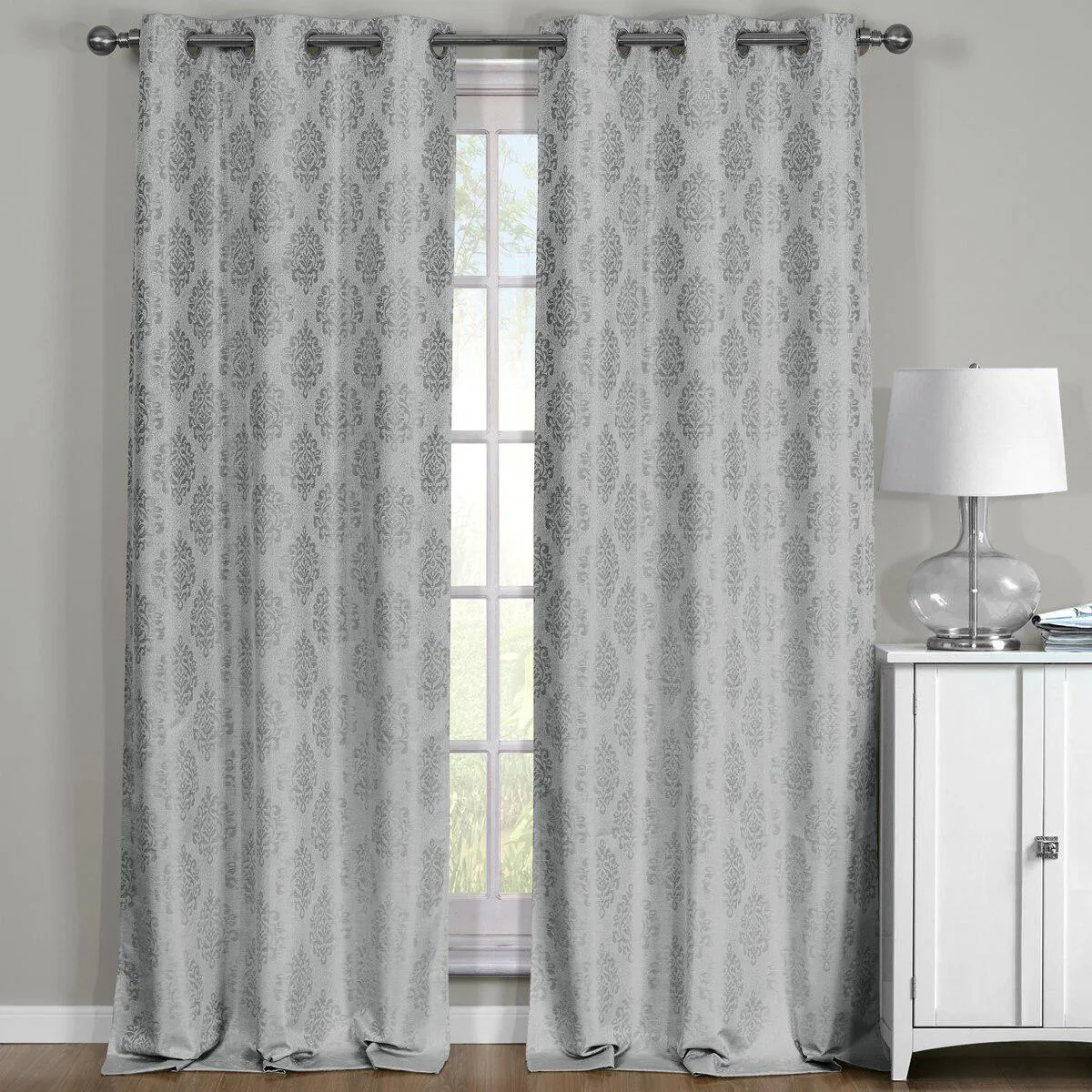 Paisley Thermal Blackout Jacquard Grommet Top Curtain Pair Panels