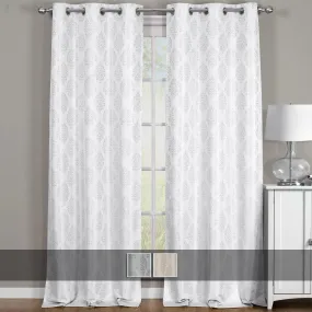 Paisley Thermal Blackout Jacquard Grommet Top Curtain Pair Panels